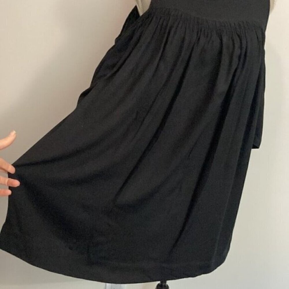 OAK + Fort Black Oversized Flowy Mini Dress Boho Festival Chic Minimalist - Picture 5 of 11
